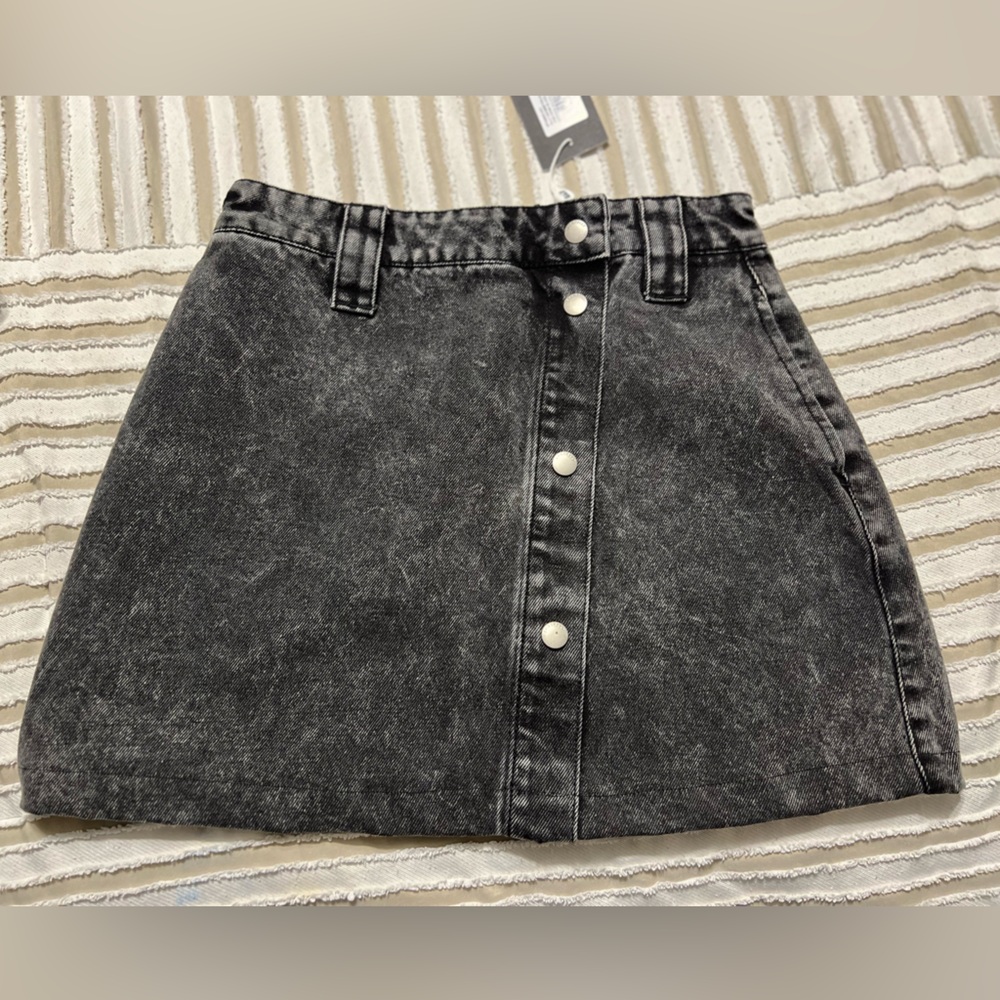 Ena Pelly Black Asymmetrical Denim Skirt